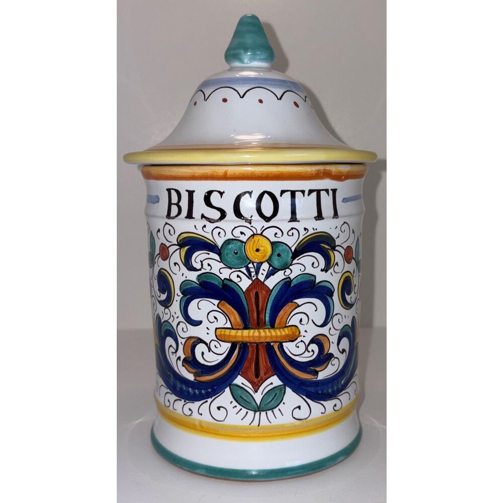 Deruta Majolica Italian Pottery BISCOTTI Jar